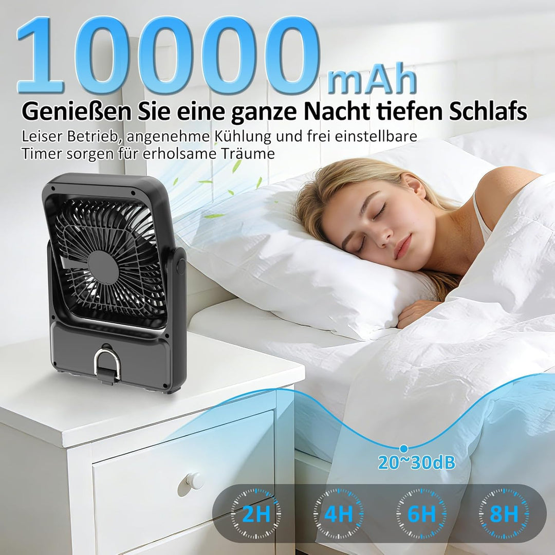 ELZO Magnetischer Reiseventilator 10000mAh für Kreuzfahrtkabinen, wiederaufladbarer Campingventilato