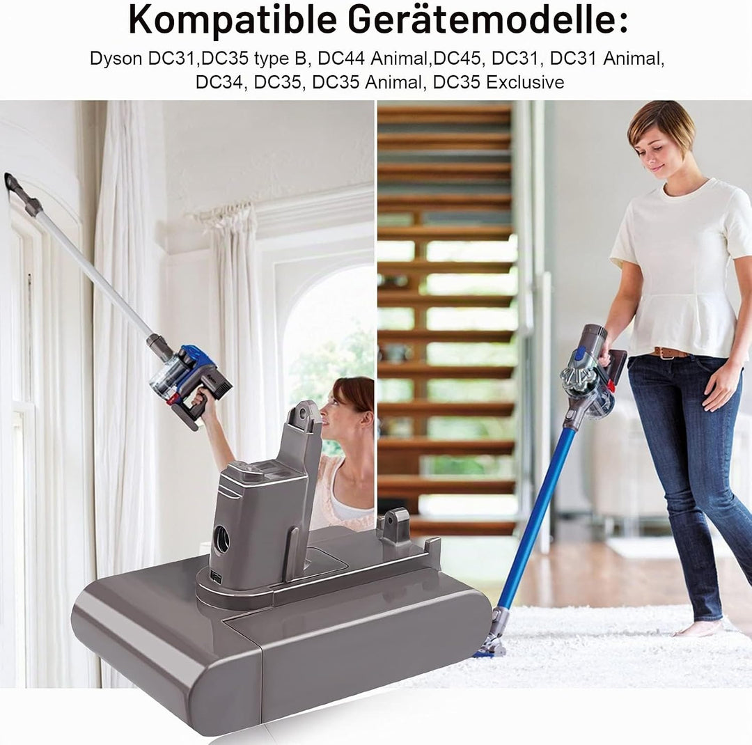 LabTEC 22.2V Lithium Batterie Ersatz für Dyson, 3500mAh DC34 Type B Akku DC35 Type B, DC44 Tier, DC4