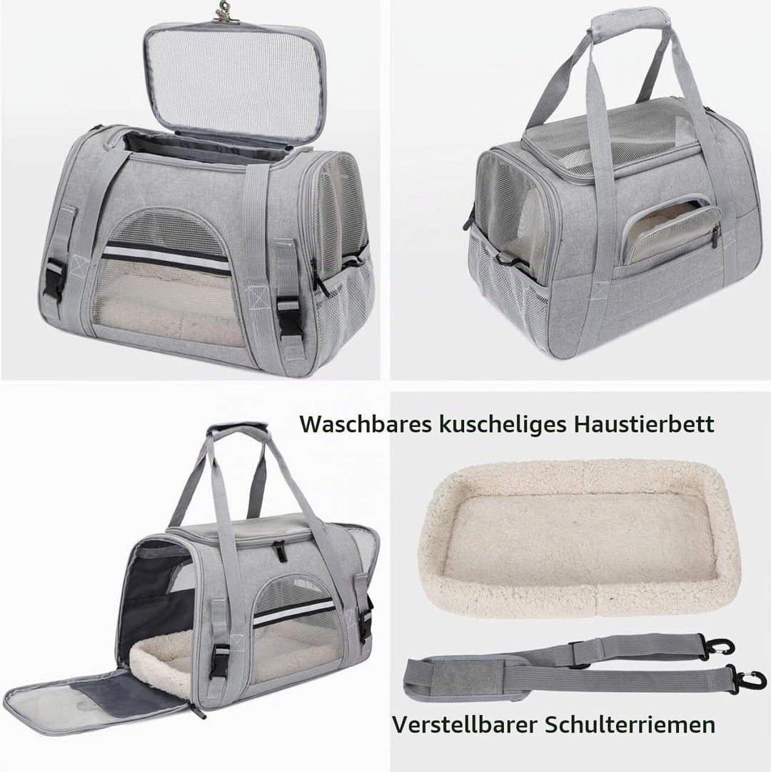 kleine Hunde Transportbox,transportbox Katze, Atmungsaktive und Faltbare Hundebox mit Verstellbarem,