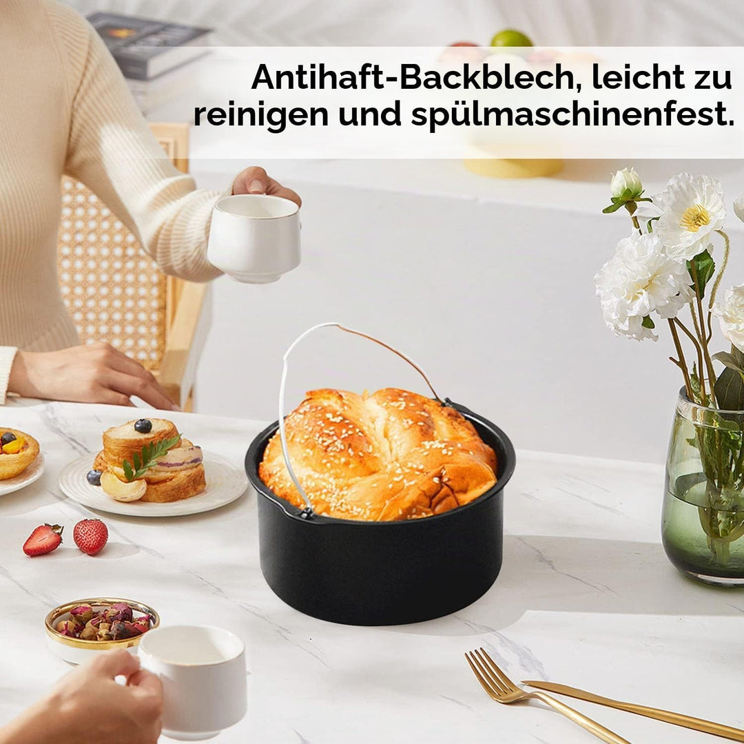 Kuchenform 7 Zoll Backform Antihaftbeschichtung für Luftfritteuse Kuchenform Luftfritteuse Zubehör B
