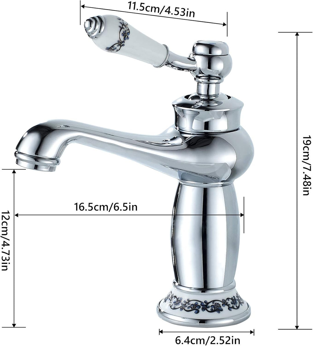 Namuoto Wasserhahn Retro, Wasserhahn für Bad Waschtischarmatur Messing Einhebelmischer Waschbecken W