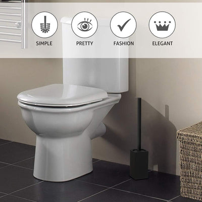 BGL Klobürste Schwarz, aus Edelstahl, Quadratisch Wc Bürste, Schwarz, Schwarz