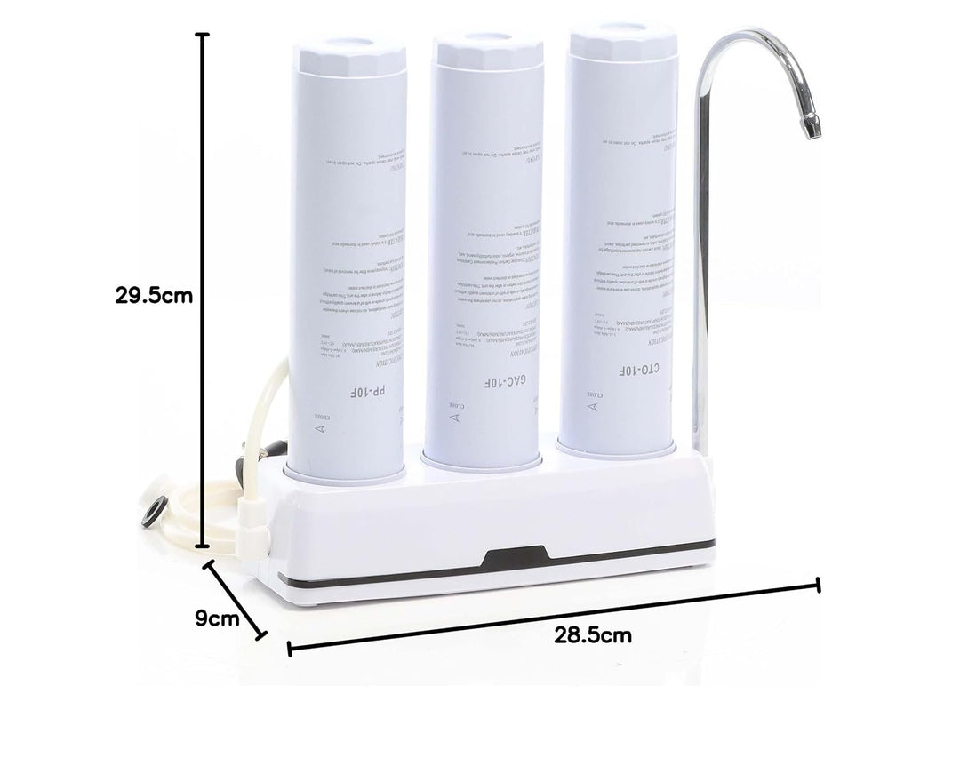 Naturewater NW-3-PPGACCTO 3 Stufen Counter Top Wasserfilter, 5 µ, PP Sediment, Aktivkohle Granulat,
