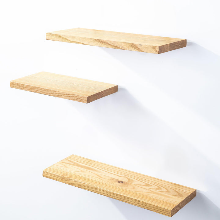 LAMO Manufaktur 3 Stück Wandregal aus Holz mit unsichtbarer Befestigung 40/35/30cm | Wandregal Holz