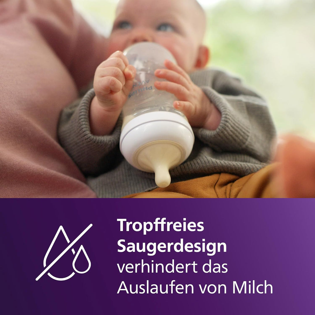 AVENT Natural Response Geschenkset für Babys: 2x Natural Response Flaschen 260 ml (ab 1 Monat), 4x u