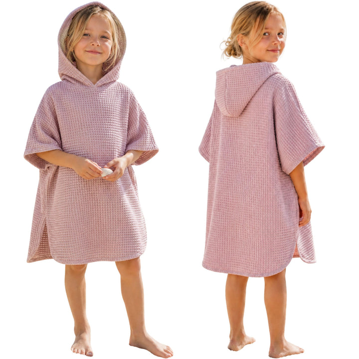 Bubalove Badeponcho Kinder 104/116, Baumwolle mit Kapuze, Rosa Rosa 104-116, Rosa 104-116