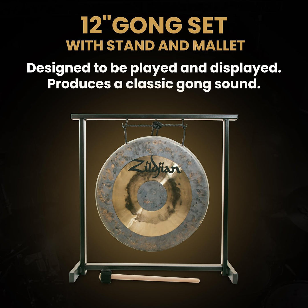 Zildjian - 12" Table-top Gong and Stand Set Gold/Grau