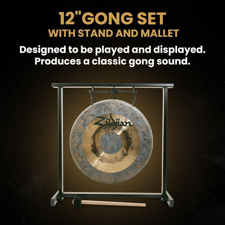 Zildjian - 12" Table-top Gong and Stand Set Gold/Grau