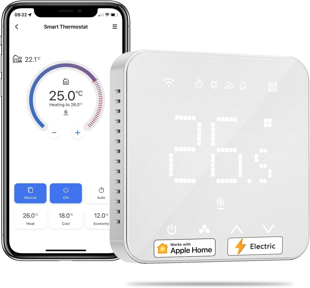 Meross Smart Elektrische Thermostat, Fussbodenheizung WLAN Raumthermostat kompatibel mit HomeKit, Al