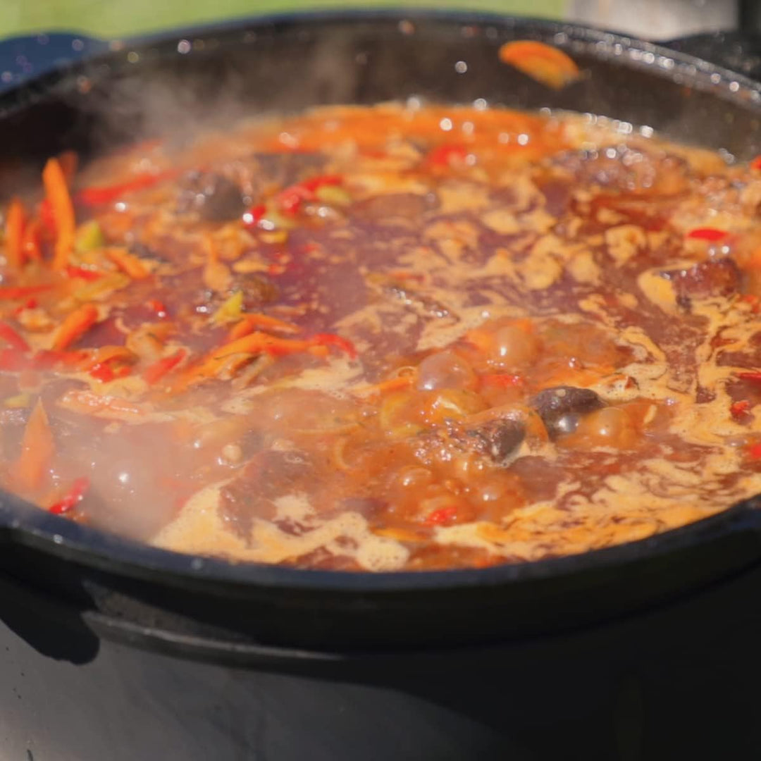 Kazan Topf aus Gusseisen mit Deckel, für Utschak geeignet, Outdoorküche Gulasch Kanone Kasan 6 Liter