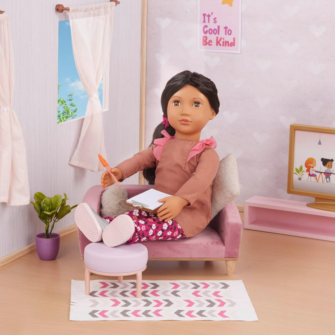 Our Generation – OG Lovely Wohnzimmerset – Puppenhausmöbel – Couch, Teppich & TV-Gerät – 46 cm Puppe