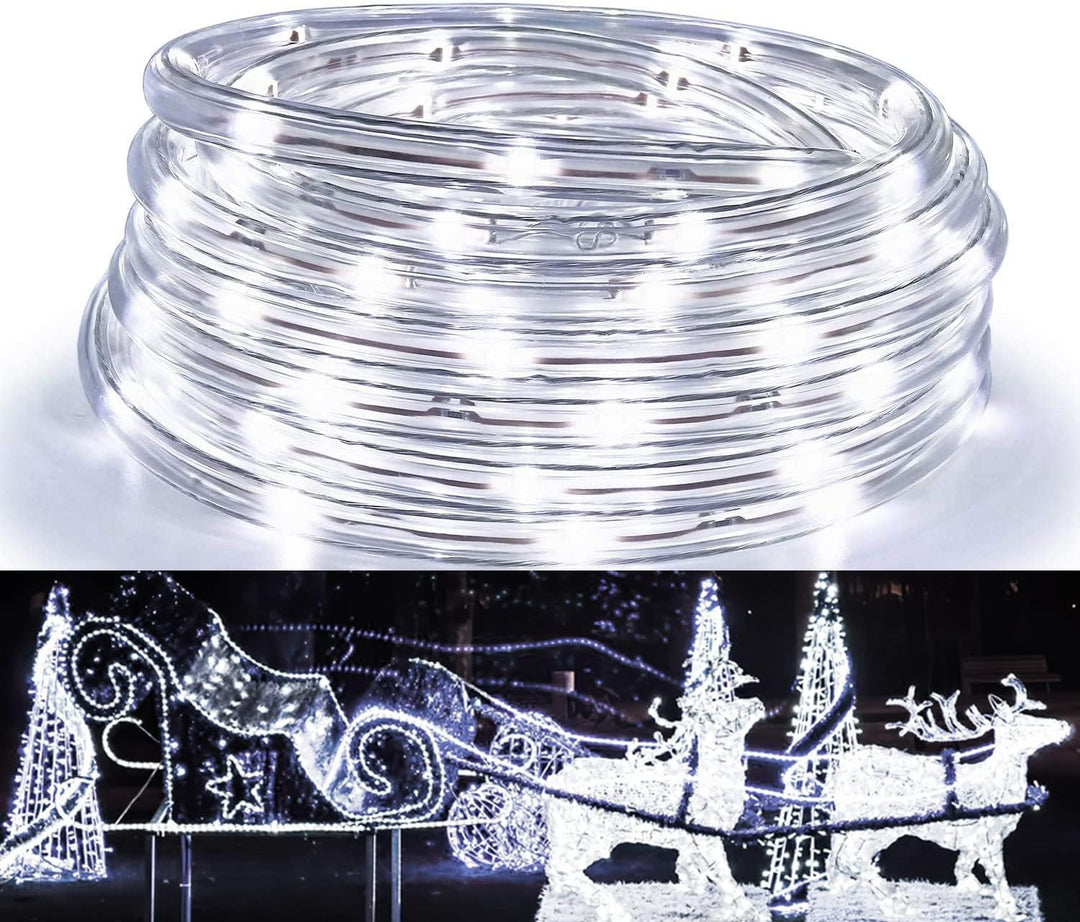 Herrselsam 40M 960 LEDS Lichterschlauch Aussen Weiss Lichtschlauch 8 Modi mit Memory-Funktion LED Li