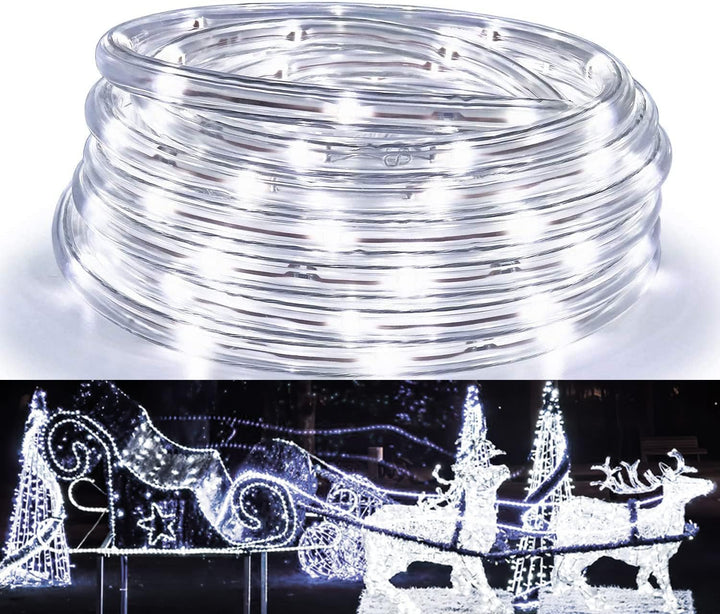 Herrselsam 40M 960 LEDS Lichterschlauch Aussen Weiss Lichtschlauch 8 Modi mit Memory-Funktion LED Li