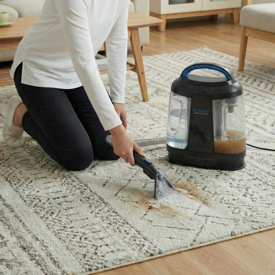 Slevoo 450W Polsterreiniger Gerät, Inklusive Reinigungslösung, Tragbarer Teppich- und Polsterreinige