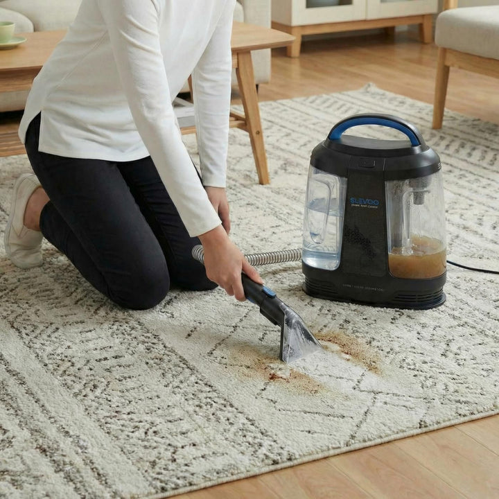 Slevoo 450W Polsterreiniger Gerät, Inklusive Reinigungslösung, Tragbarer Teppich- und Polsterreinige