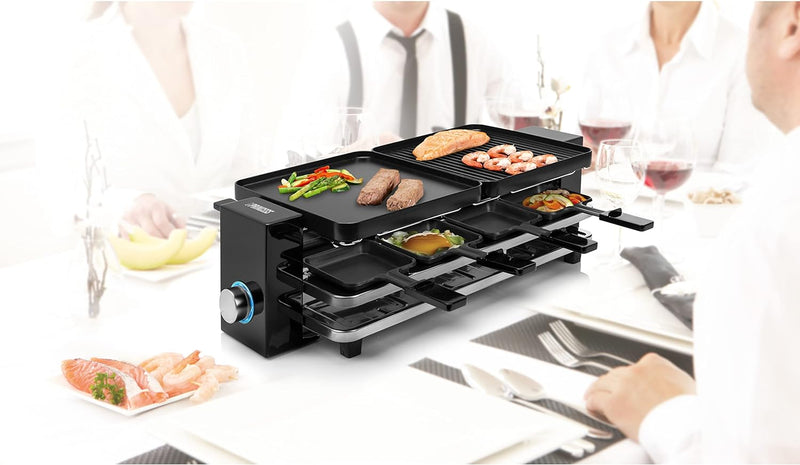 Princess Piano Raclette - für bis zu 8 Personen, multifunktional, 1200 Watt, Aluminiumguss-Platte, 8