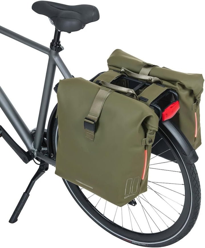 Basil SoHo Doppeltasche Nordlicht – 41 Liter – wasserdicht – geeignet für City- und E-Bike – mossgrü