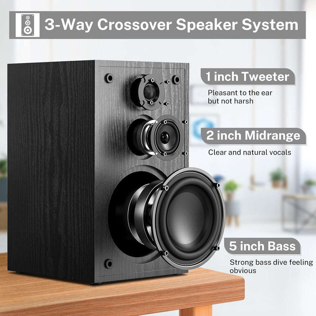 GEYGUY Passive Regal-Lautsprecher Paar,160 Watt RMS,3-Wege-Heim-Stereo-Lautsprecher,5.25" Woofer,2.0