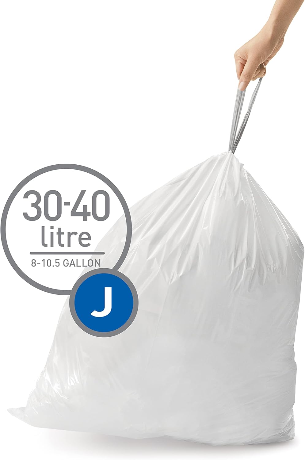 simplehuman CW0259 Code J passgenaue Müllbeutel, 30-45 Liter, 3 x Packung mit 20 (60 Stück), weisser