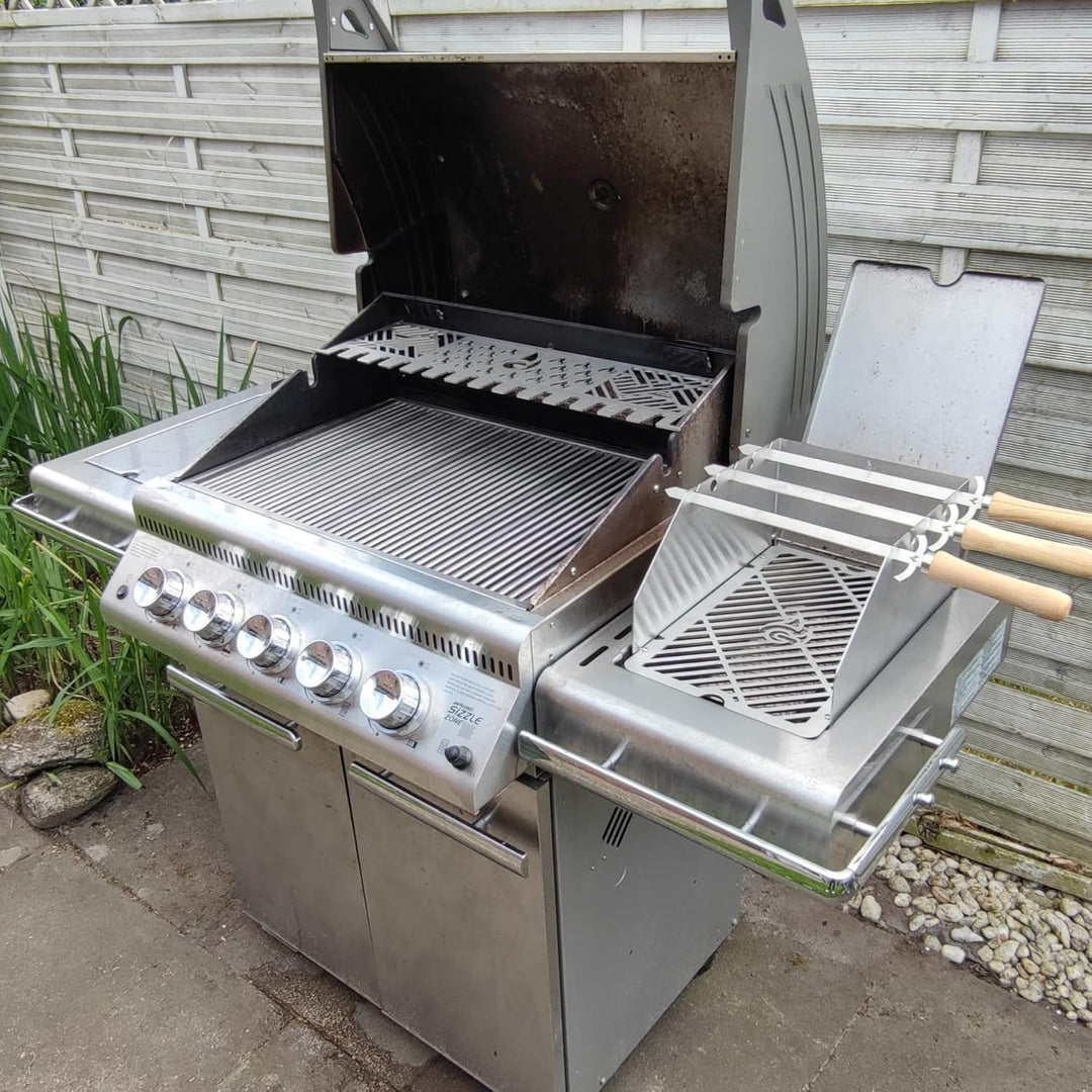 Grillrost.com Das Original Edelstahl Multistation | Warmhalterost für Napoleon LE3 | mit Drumstick H