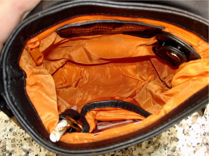 Josephine Osthoff kleine Damen Handtasche zum umhängen echt Leder (179) Schwarz, Schwarz