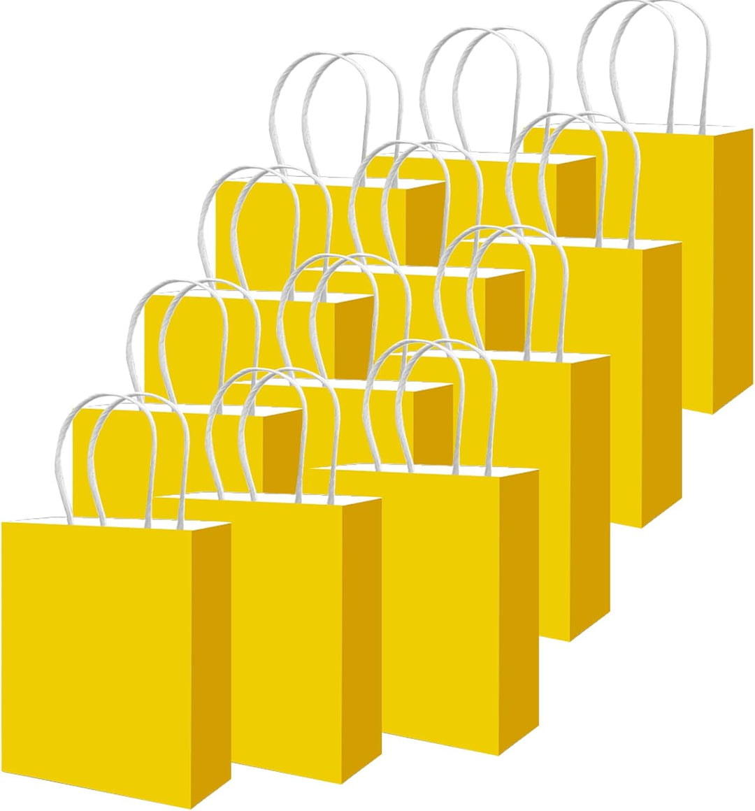 Gcardist 50 Stück Leuchtendes Gelb Mittlere-Geschenktüten aus Papier mit Henkeln–10.6"×8.3"×4.3"-Tüt