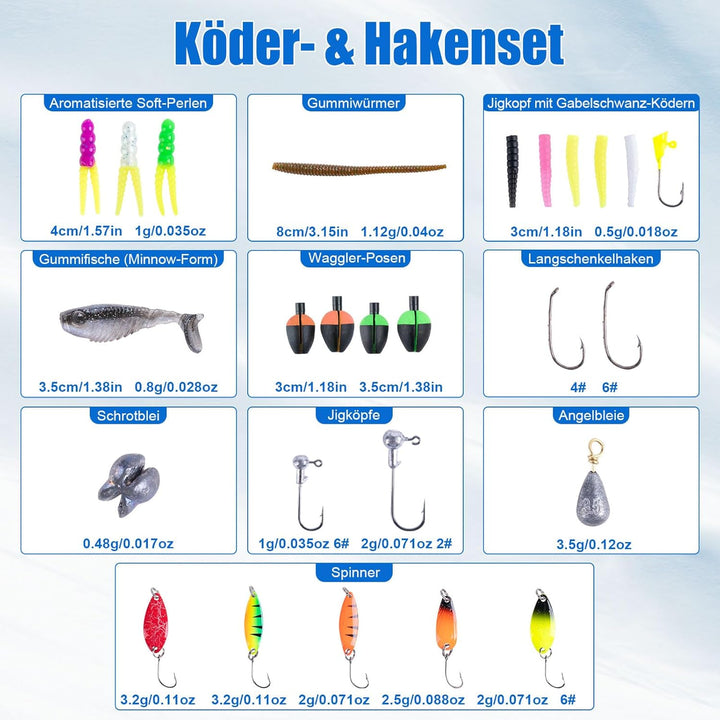 Goture Forellenrute Komplettset Ultra Light, 24T Kohlefaser Spinnrute & Rolle, 150m PE Schnur, 81tlg