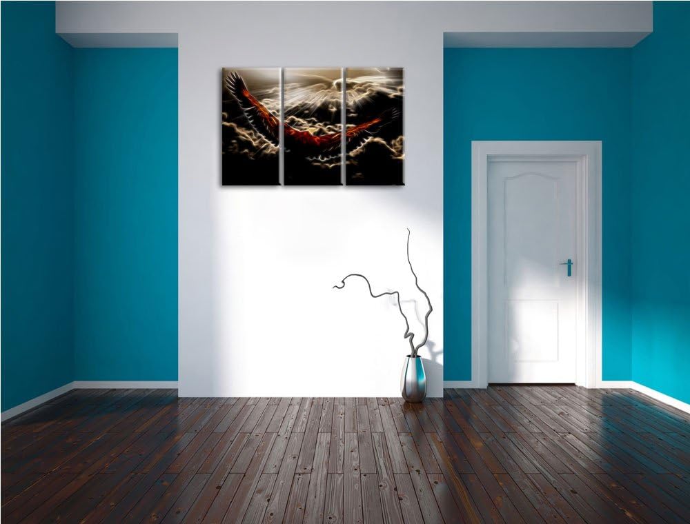 Dark Adler über den Wolken Spezial 3-Teiler Leinwandbild 120x80 Bild auf Leinwand, XXL riesige Bilde