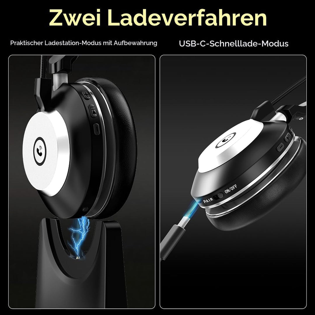 Wantek Bluetooth-Headset mit Mikrofon für PC, V5.2, Kabelloses Headset mit Rauschunterdrückungs-Mikr