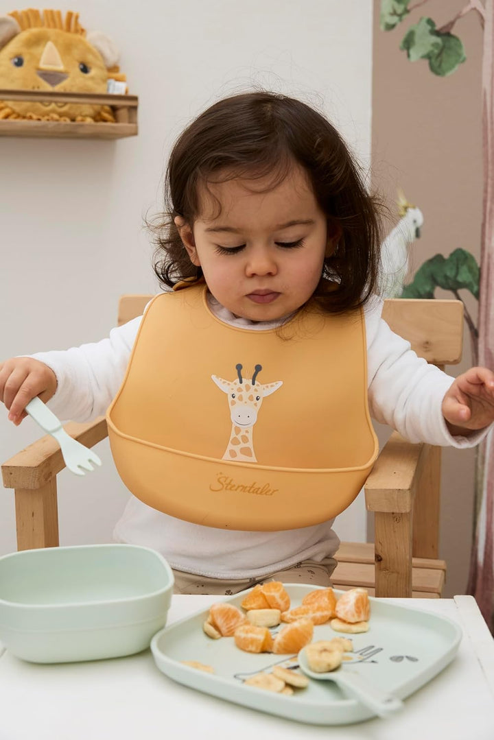 Sterntaler Geschirrset Giraffe & Löwe – Eckige Form mit Safari Motiv – Teller, Schale, Becher & Best