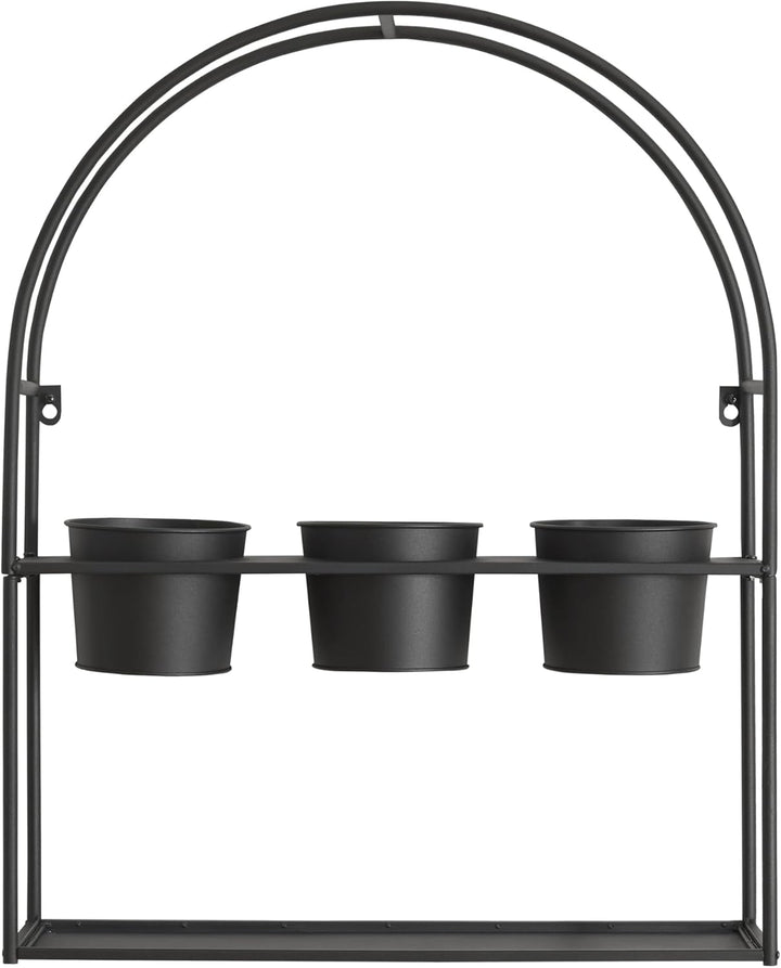 [en.casa] Wandregal mit 3 Blumentöpfen Merikarvia schwebendes Pflanzenregal aus Metall Blumenregal h