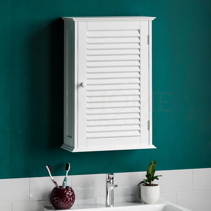 Bath Vida Badezimmerschrank, Einzeltür, Wandmontage, Weiss, Holz Einzeltür, Rollladen, Einzeltür, Ro