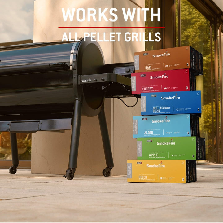 Weber Holzpellets - Grillacademy Blend (8kg), perfekt zum Räuchern von Gemüse, Fisch und Allen Fleis