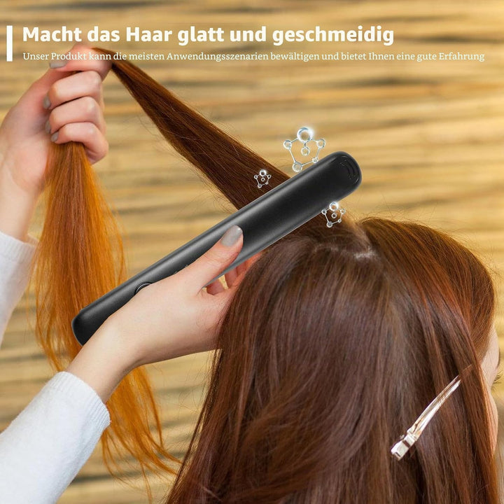 VegenaMini Glätteisen Kabellos, 2-In-1 Haarglätter, 3200mah Reise Glätteisen, Lockenstab Mit 4 Einst