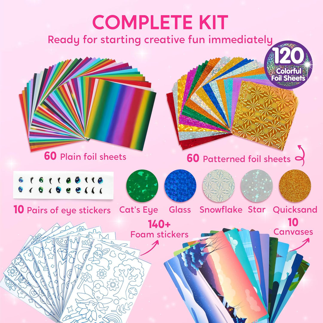 Klever Kits Prinzessinnen-Folienkunst-Set für Kinder – Bastelbedarf, sauberes Malen, Folien-Schaumst