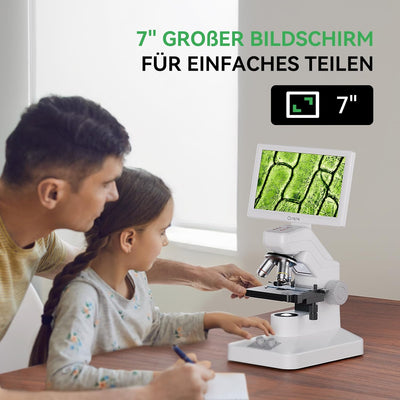 Opqpq ODM301 Max Mikroskop für Schul- und Heimunterricht, 1200X Digitales Biologisches Mikroskop mit