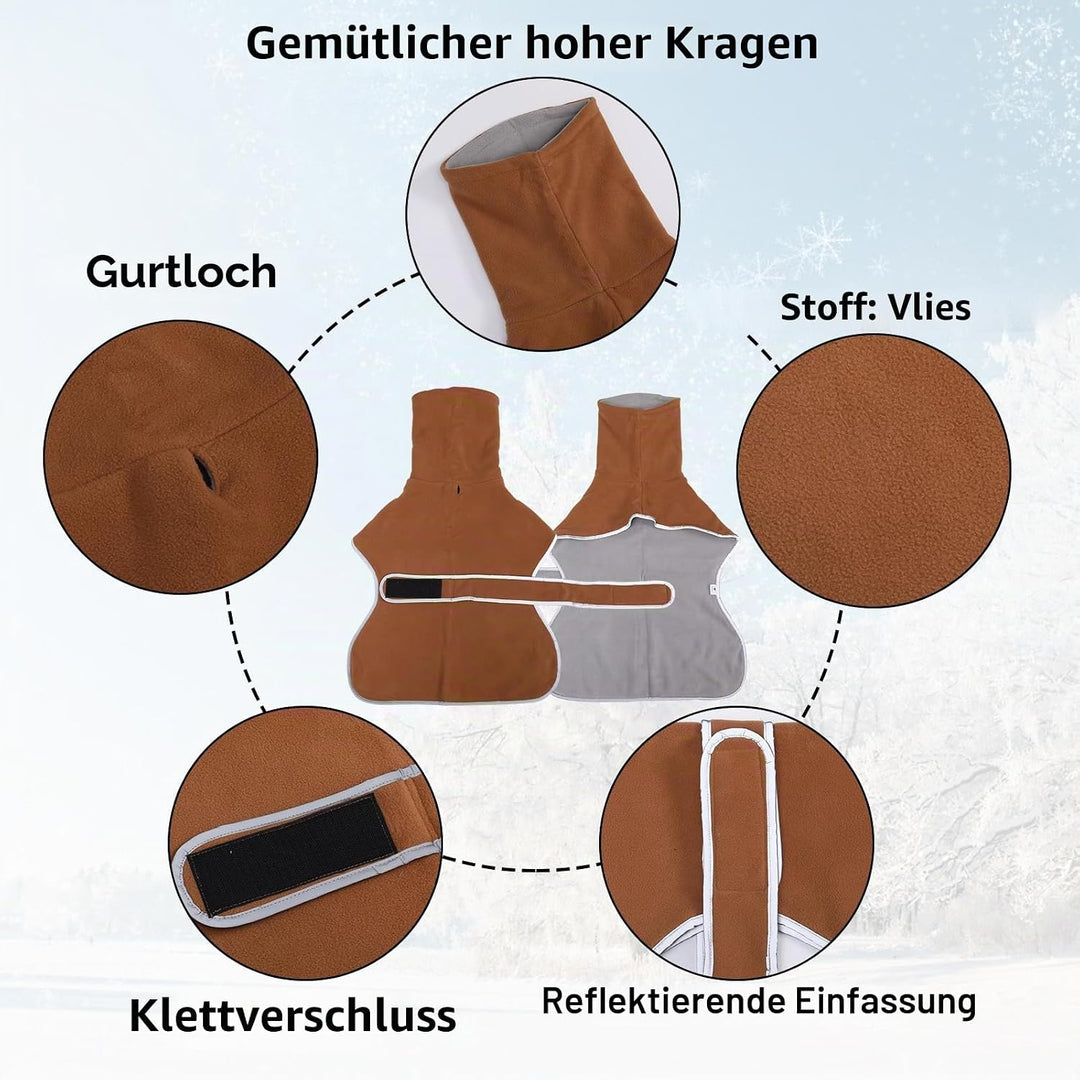 Geyecete Fleece Hundemantel Pullover für Windhunde,Whippet Winterjacken Rollkragen Warmes Verstellba
