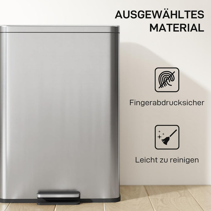 HOMCOM Mülleimer 20 L Treteimer mit Softclose-Deckel, Pedal, Abfalleimer mit abnehmbar Inneneimer, A