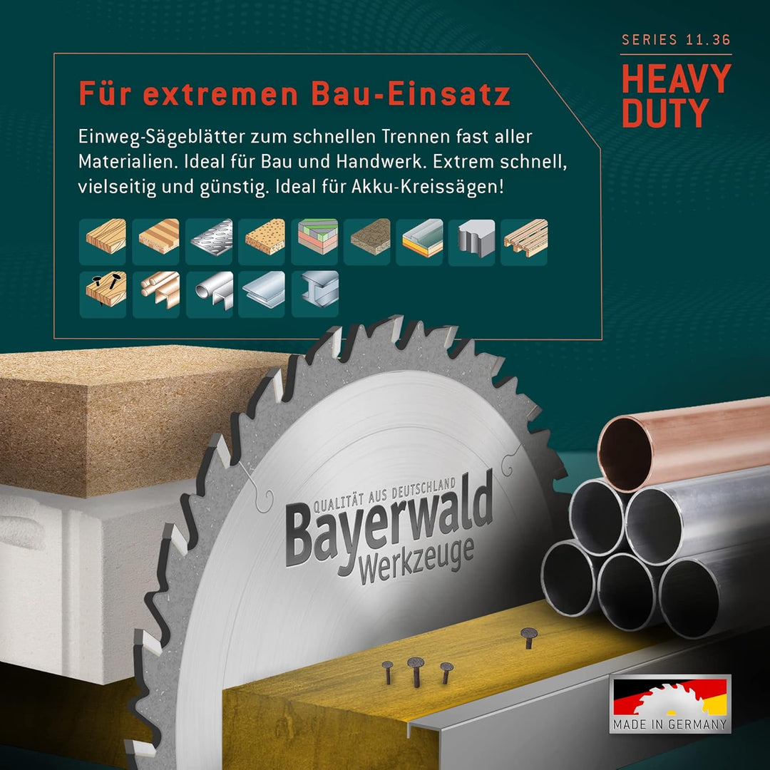 Bayerwald - HM Kreissägeblatt - Ø 190 mm x 1,8 mm x 30 mm | Wechselzahn (20 Zähne) | Nebenlöcher: 2/