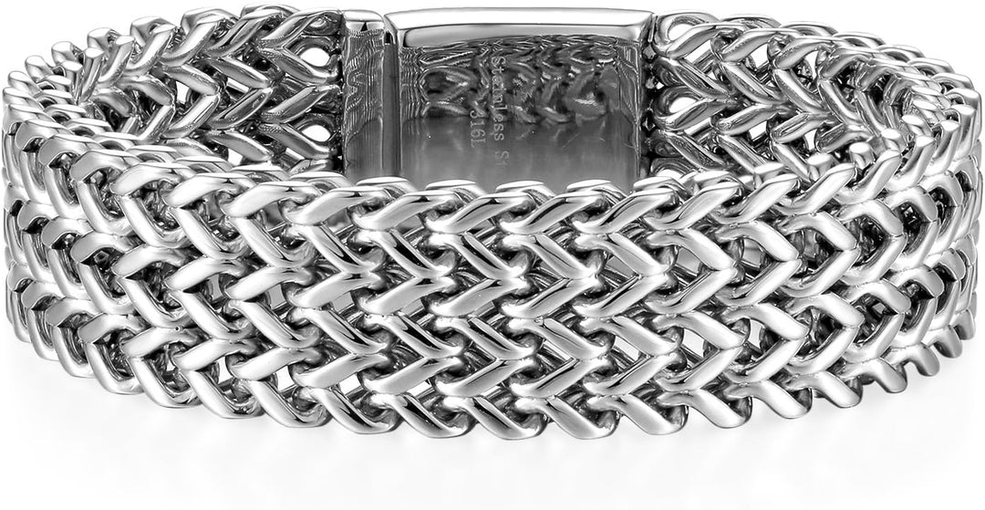JewelryWe Schmuck Personalisiert Gravur Edelstahl Armband Partnerarmband Panzerarmband Unisex Herren