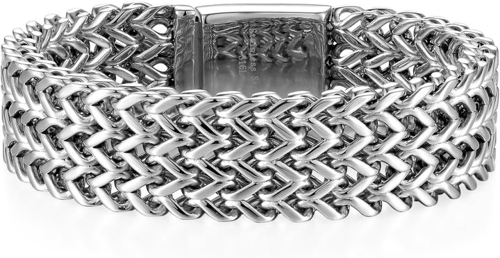JewelryWe Schmuck Personalisiert Gravur Edelstahl Armband Partnerarmband Panzerarmband Unisex Herren