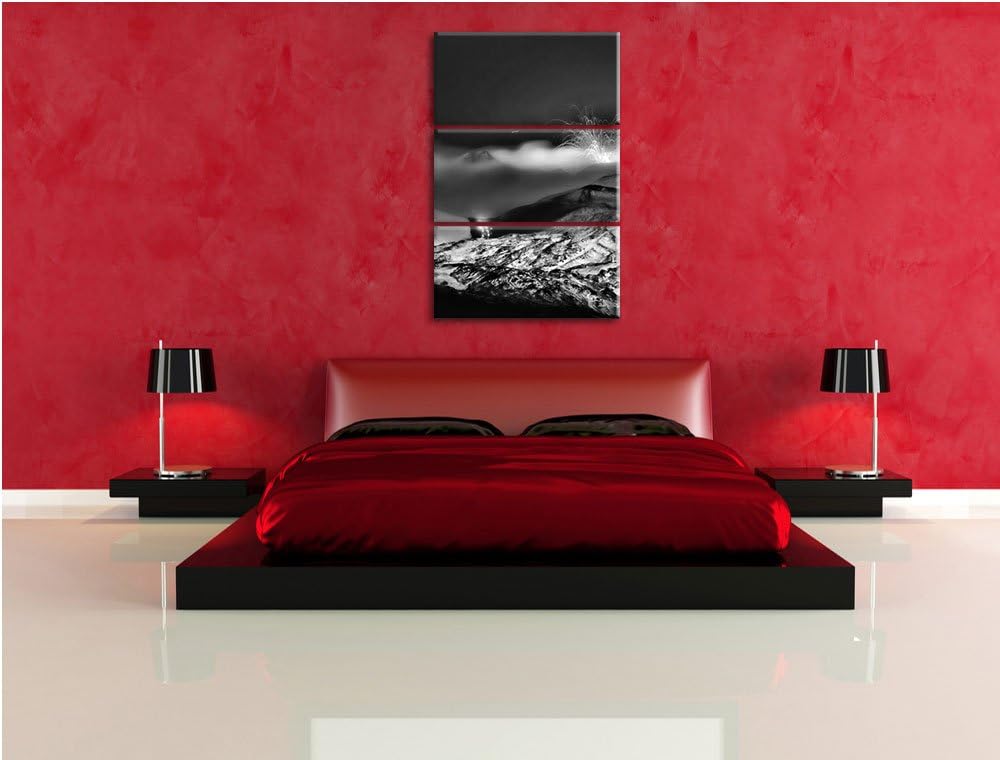 Pixxprint Monocrome, Gefährlicher Vulkanausbruch 3-Teiler Leinwandbild 120x80 Bild auf Leinwand