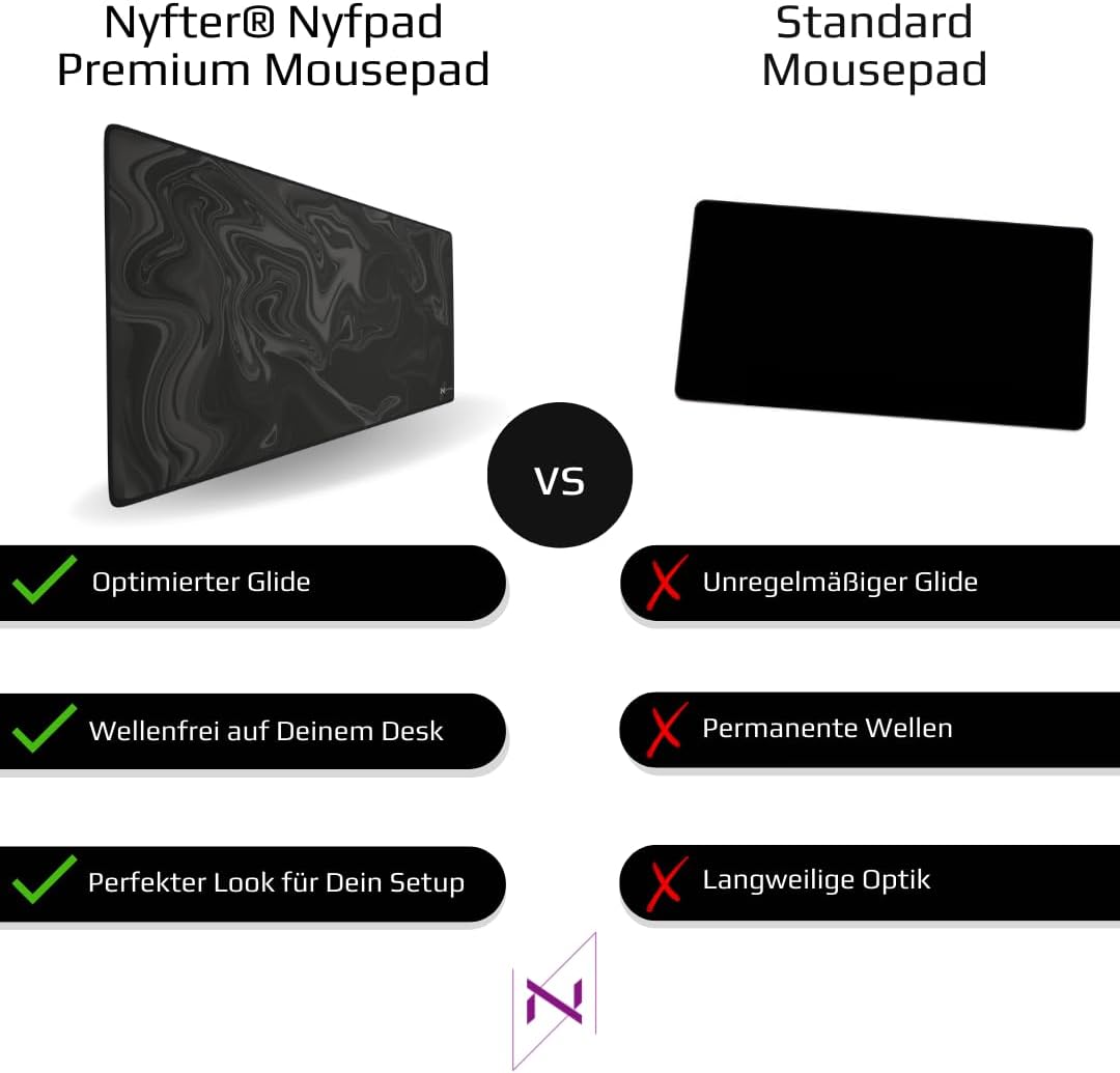 NYFTER - Premium 3XL Gaming Mauspad XXXL Nyfpad 1200x600mm Mousepad im Liquid Design Wellenfrei mit