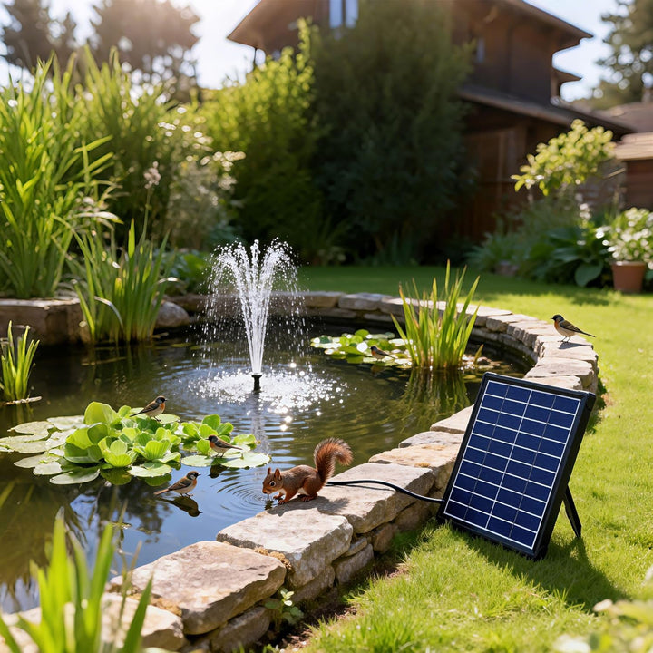 Biling 6W Solar Springbrunnen für aussen mit 3000mAh Batterie Solar Teichpumpe mit Akku Solar Brunne