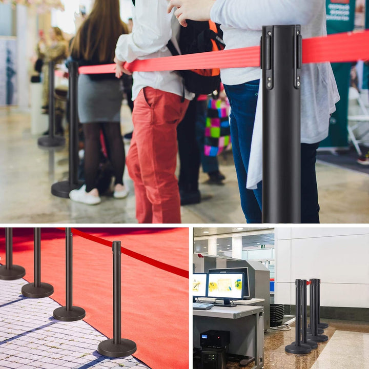 Yaheetech 2-Stück-Set Absperrständer 2m Gurtlänge, Personenleitsystem Absperrständer, Absperrband, A