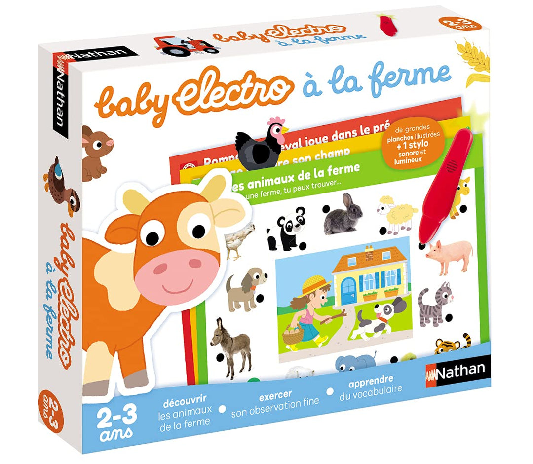 NATHAN 31621 Animals Baby Electro der Bauernhof-Elektronisches Lernspiel für Kinder 2-3 Jahre, Mehrf