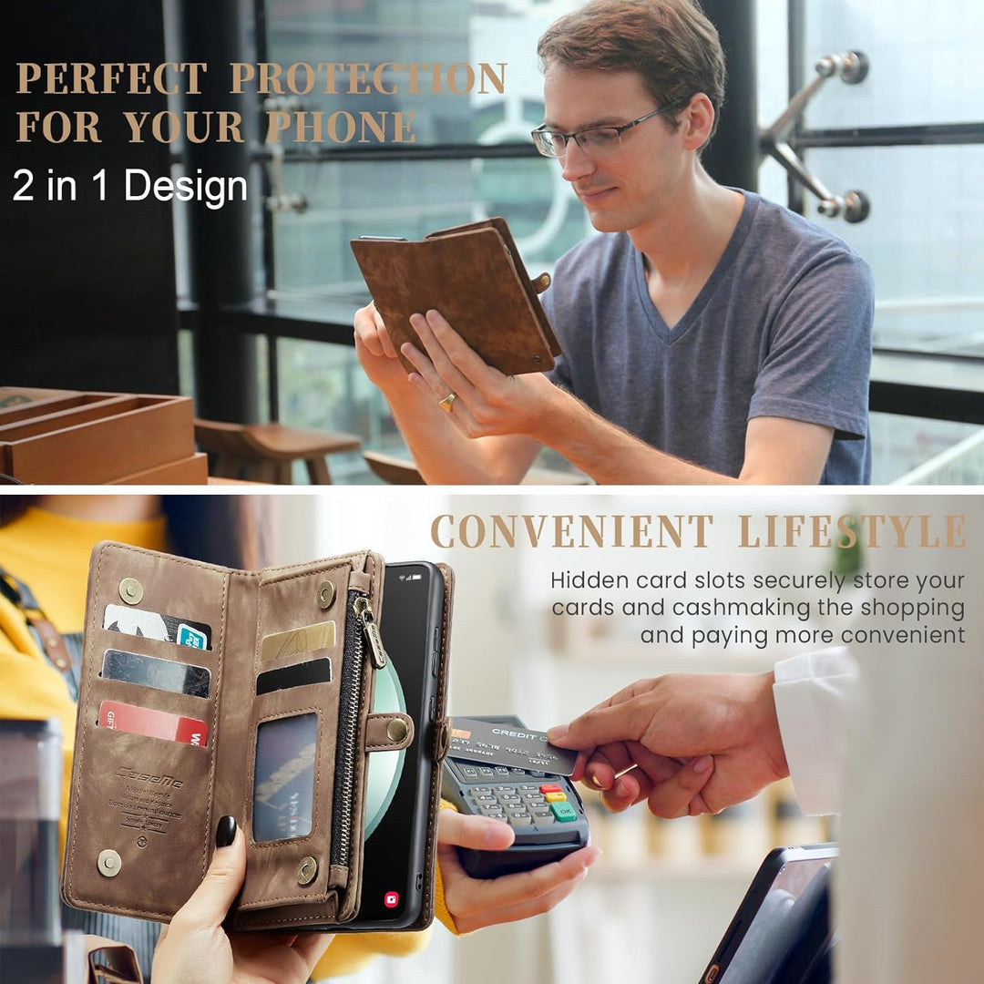 UFinetech für Samsung S23 FE Hülle, Stossfest Kartenfach Magnetisch Abnehmbare Tasche Samsung Galaxy