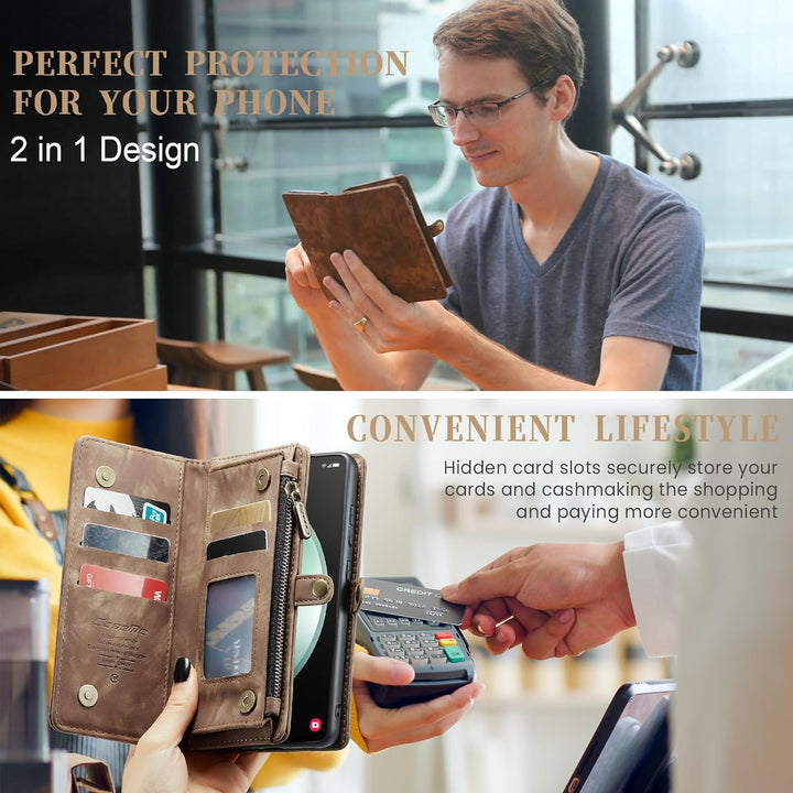 UFinetech für Samsung S23 FE Hülle, Stossfest Kartenfach Magnetisch Abnehmbare Tasche Samsung Galaxy