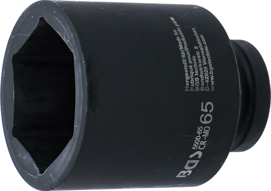 BGS 5500-65 | Kraft-Steckschlüssel-Einsatz Sechskant, tief | 25 mm (1") | SW 65 mm Schlüsselweite: 6