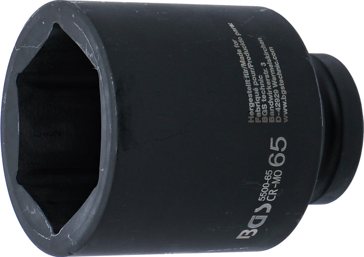 BGS 5500-65 | Kraft-Steckschlüssel-Einsatz Sechskant, tief | 25 mm (1") | SW 65 mm Schlüsselweite: 6